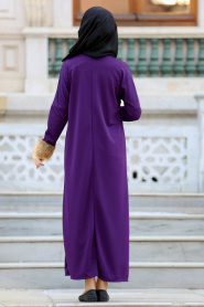 Neva Style - Purple Hijab Dress 22210MOR - Thumbnail