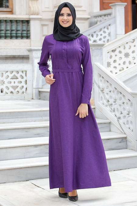 Neva Style - Purple Hijab Dress 4062MOR