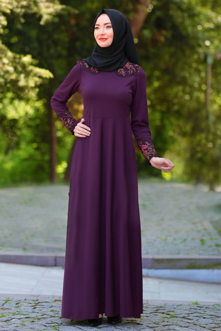 Neva Style - Purple Hijab Dress 40930MOR