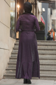 Neva Style - Purple Hijab Dress 51110MOR - Thumbnail