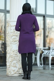 Neva Style - Purple Hijab Knitwear Tunic 20091MOR - Thumbnail
