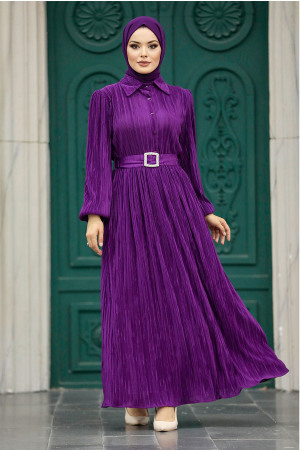 Purple Hijab Maxi Dress 5936MOR - 1