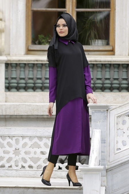 Neva Style - Purple Hijab Tunic 1067MOR