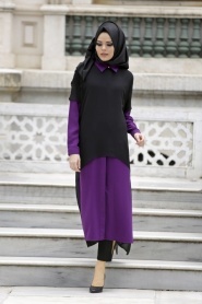 Neva Style - Purple Hijab Tunic 1067MOR - Thumbnail