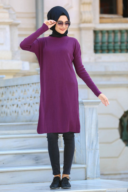 Neva Style - Purple Hijab Tunic 3533MOR