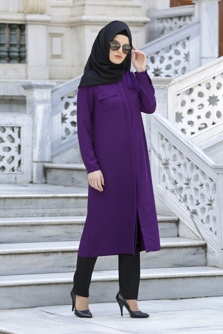 Neva Style - Purple Hijab Tunıc 5034MOR