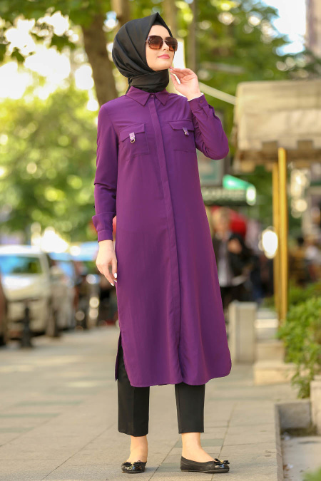 Neva Style - Purple Hijab Tunic 5044MOR