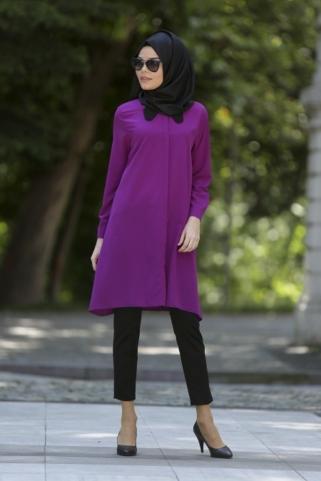 Neva Style - Purple Hijab Tunic 5069MOR