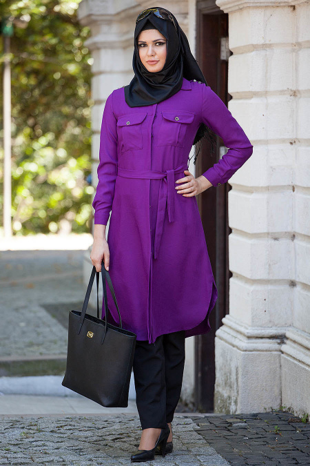 Neva Style -Purple Hijab Tunic 5077MOR