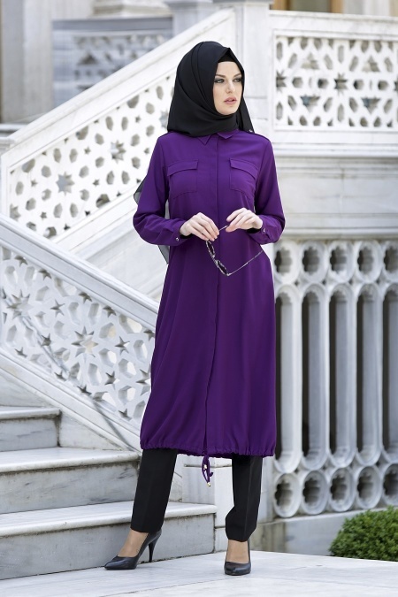 Neva Style - Purple Hijab Tunic 6230MOR