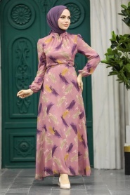 Neva Style - Purple Plus Size Dress 27930MOR - Thumbnail