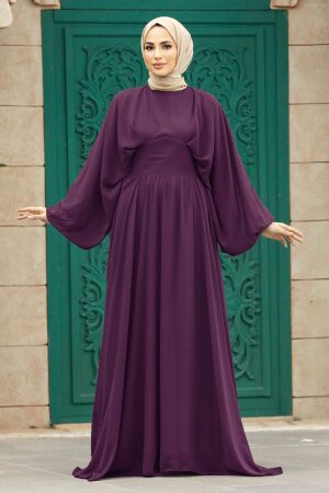 Purple Turkish Hijab Engagement Gown 60681MOR - 1