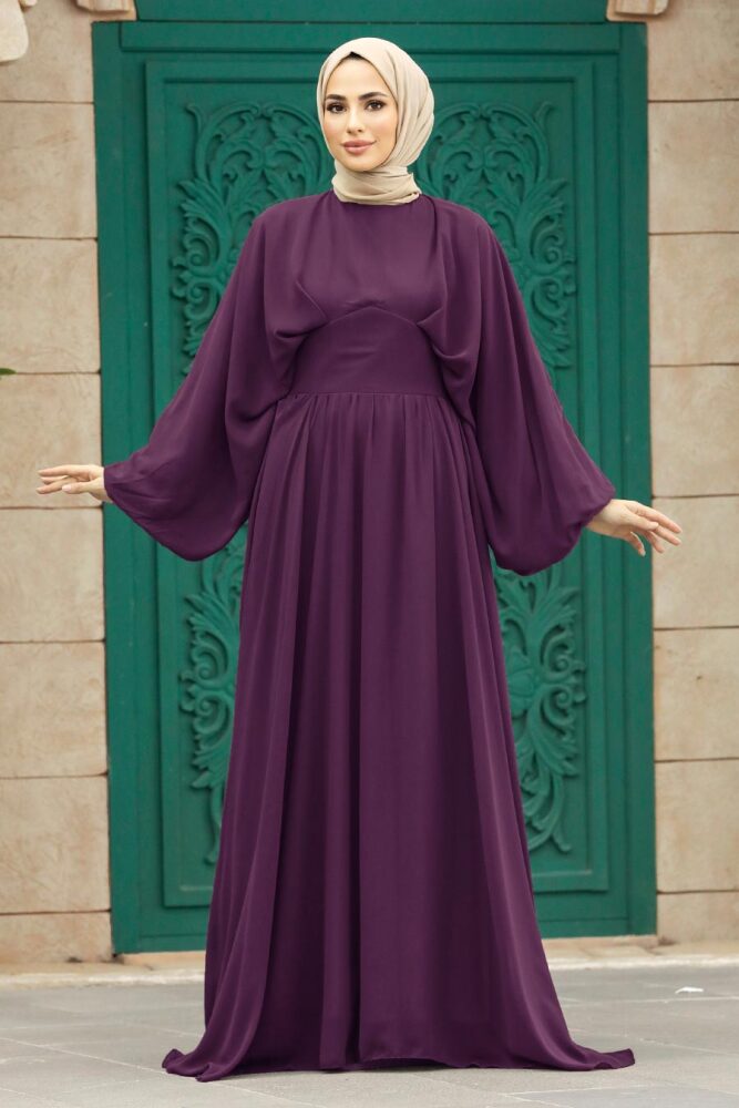 Purple Turkish Hijab Engagement Gown 60681MOR - 1