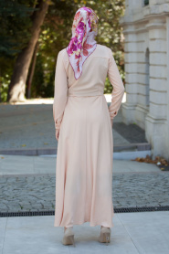 Neva Style - Püskül Detaylı Somon Elbise - Thumbnail