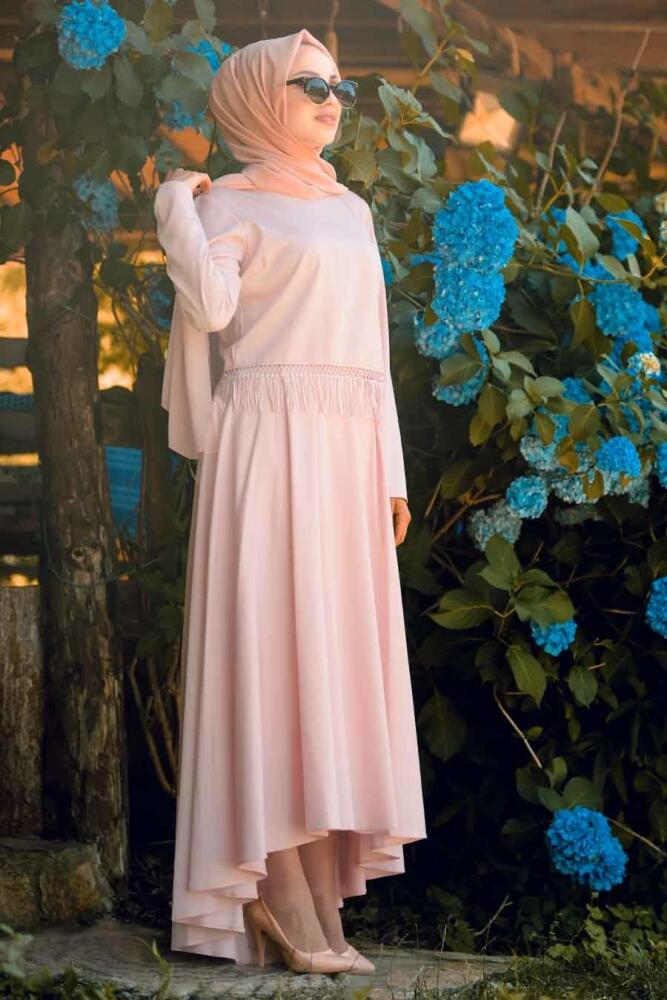 Neva Style - Püsküllü Pudra İkili Tesettür Takım 24270PD - 2