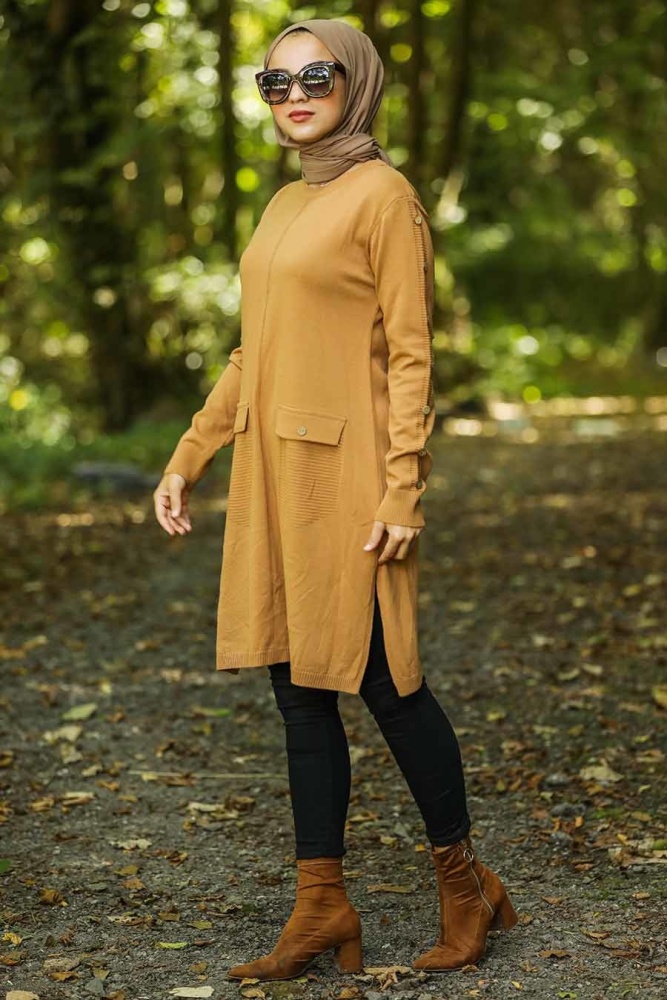 Neva Style - Red Brown Hijab Knitwear Tunic 14607TB - 1