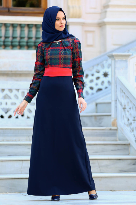 Neva Style - Red Hijab Dress 2119K