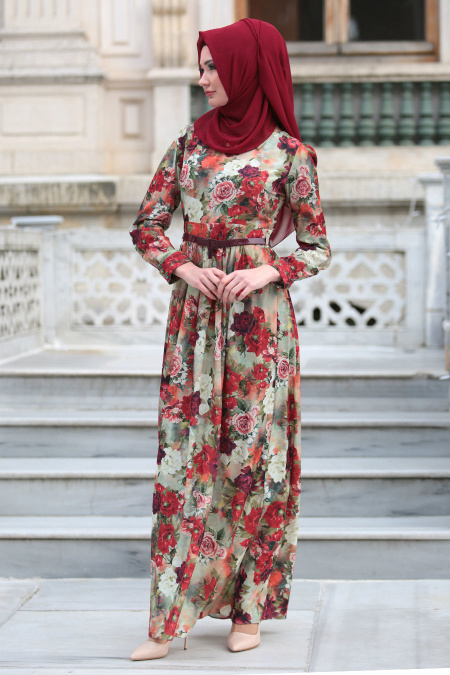 Neva Style - Red Hijab Dress 2417K