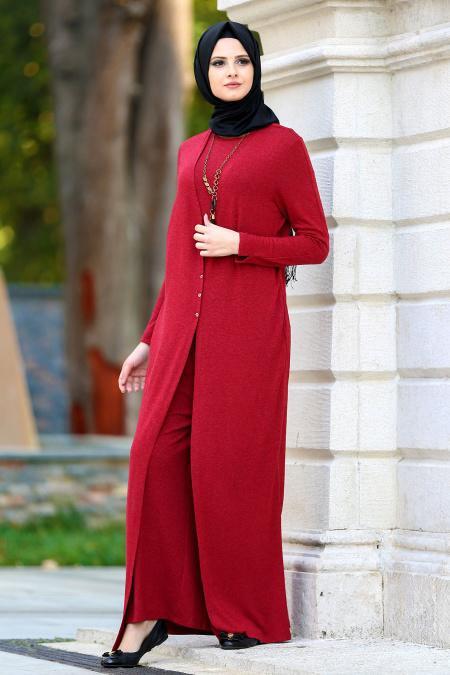 Neva Style - Red Hijab Jumpsuit 50650K - 2