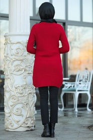 Neva Style - Red Hijab Knitwear Tunic 20091K - Thumbnail