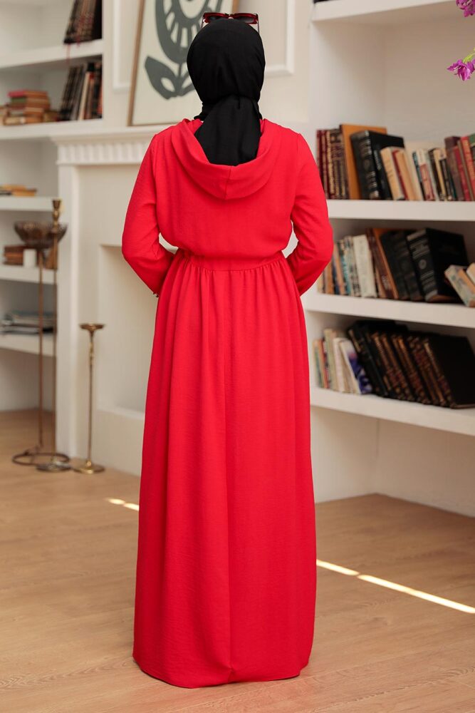 Neva Style - Red Hijab Maxi Dress 13260K - 4