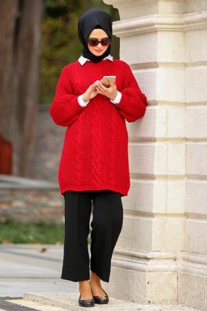 Neva Style - Red Hijab Trico Tunic 30010K - 1