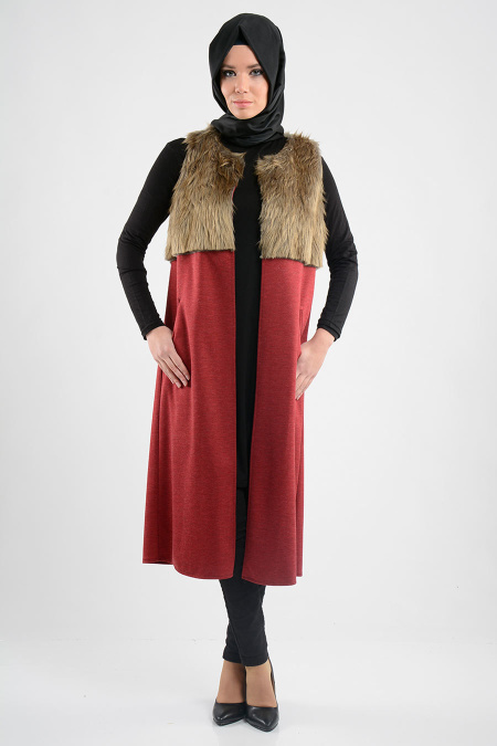 Neva Style - Red Hijab Tunic 6241K