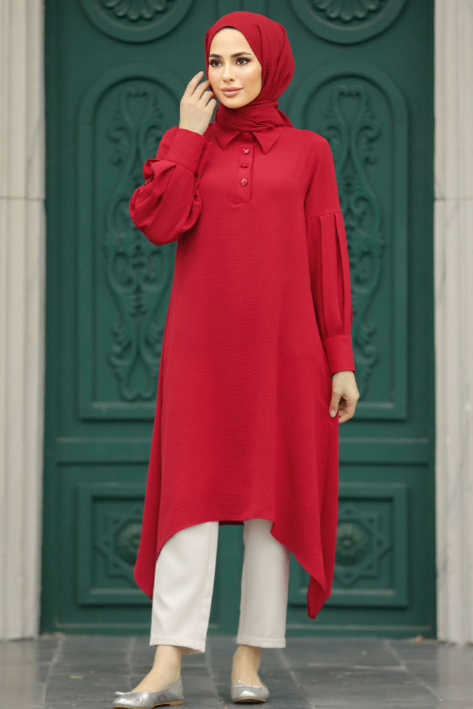 Red Islamic Clothing Tunic 615K - 2