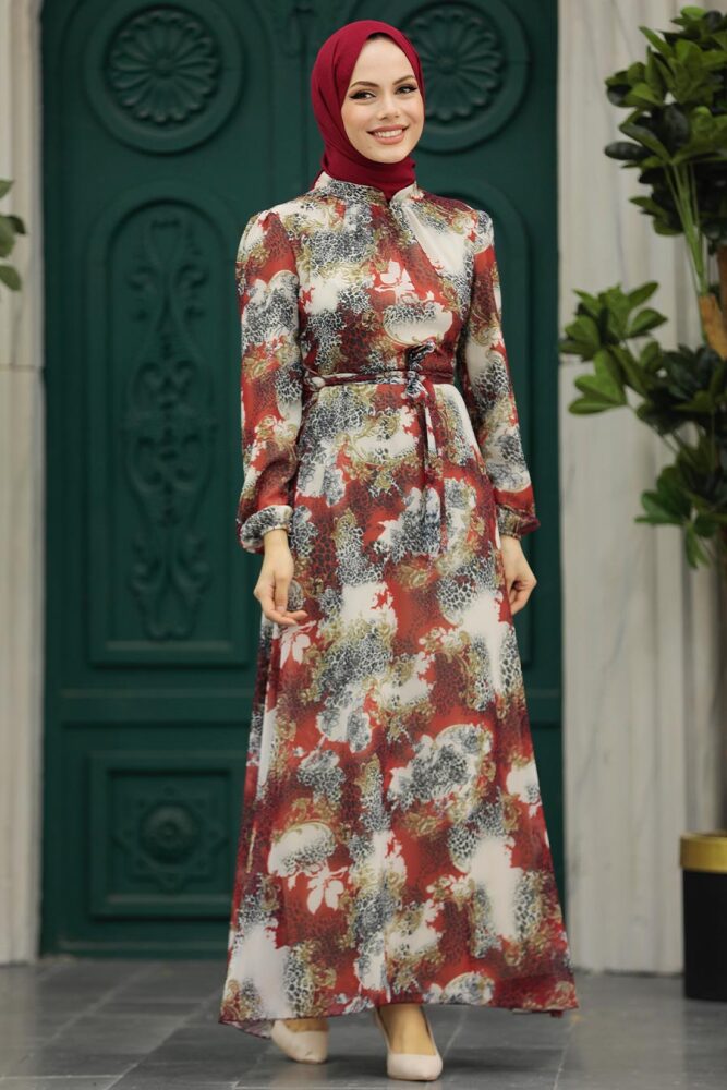 Red Long Muslim Dress 33560K - 1