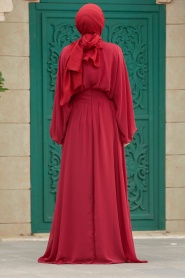 Neva Style - Red Turkish Hijab Engagement Gown 60681K - Thumbnail
