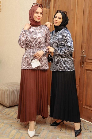 Neva Style - Robe Costume Hijab Noir 1607S - 4