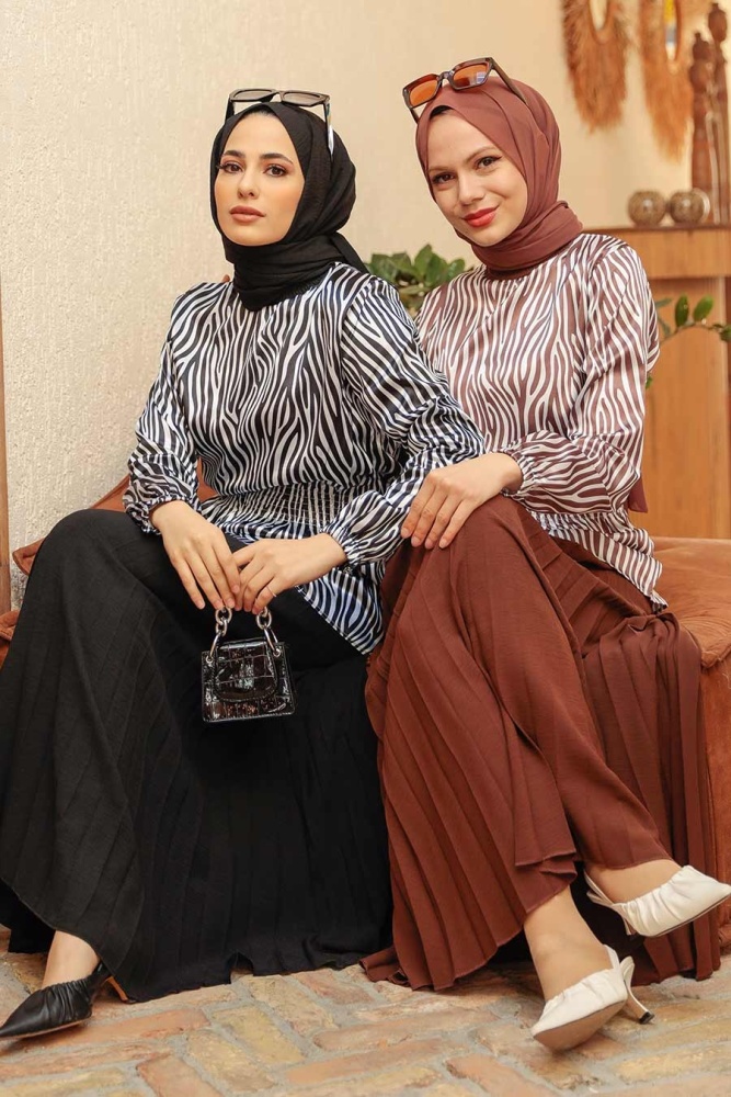 Neva Style - Robe Costume Hijab Noir 1607S - 5