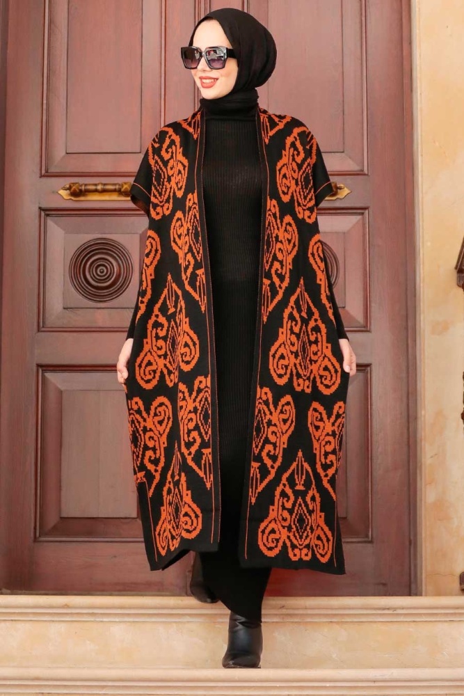 Neva Style - Robe de costume en maille hijab en terre cuite 3178KRMT - 1