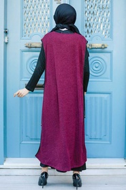  Neva Style - Robe de costume en maille Hijab rouge bordeaux 30701BR - Thumbnail