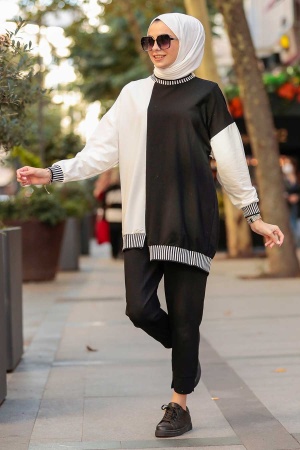 Neva Style - Robe de Costume Hijab Noire 579S - 2