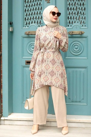 Neva Style - Robe de costume Hijab Rose poussiéreuse 5185GK - 1