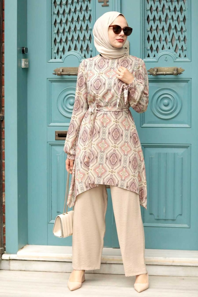 Neva Style - Robe de costume Hijab Rose poussiéreuse 5185GK - 1