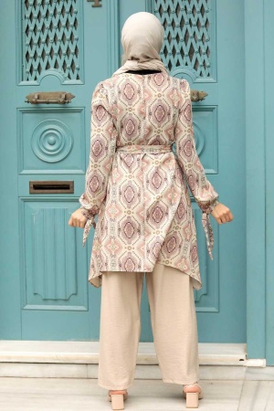 Neva Style - Robe de costume Hijab Rose poussiéreuse 5185GK - 2