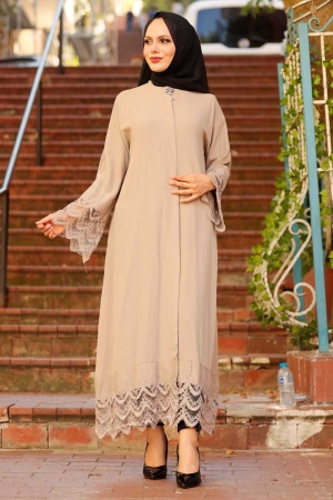 Neva Style - Robe de soirée beige pour vêtements islamiques 1434BEJ - 1