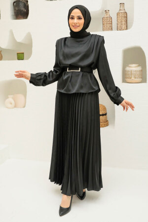 Neva Style - Robe de Soirée Hijab Noire 3456S - 1