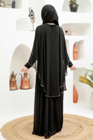 Neva Style - Robe de soirée Hijab noire 91501S - 3