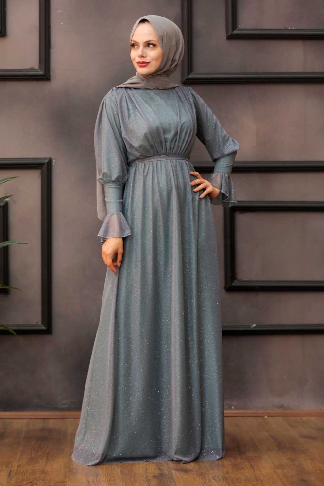 Neva Style -Robe de soirée islamique menthe 5367MINT - 1