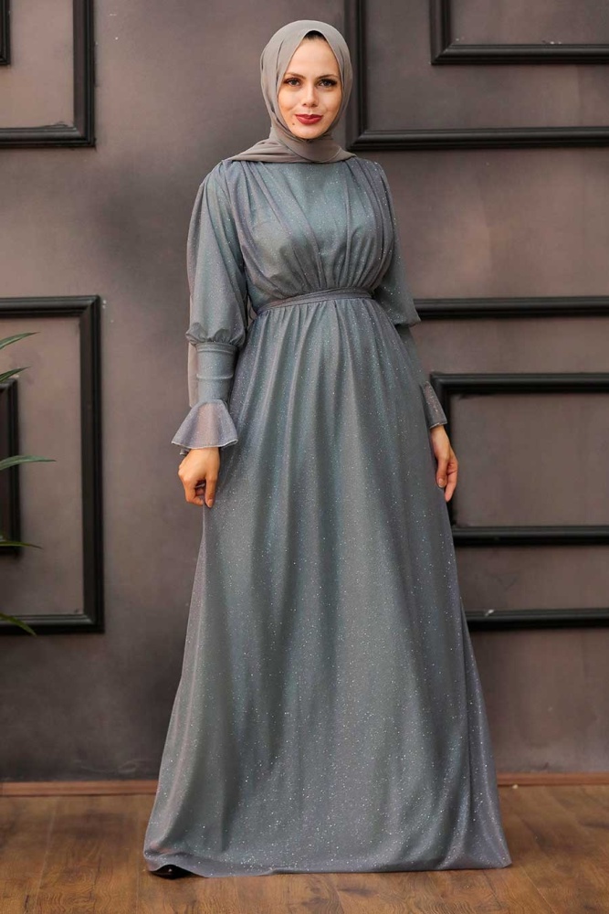 Neva Style -Robe de soirée islamique menthe 5367MINT - 2