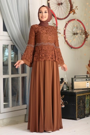 Neva Style - Robe de soirée Taba Hijab 20671TB - 1