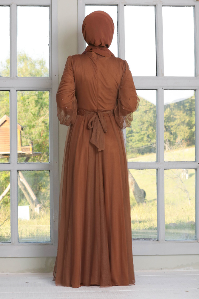 Neva Style - Robe de soirée Taba Hijab 50080TB - 5