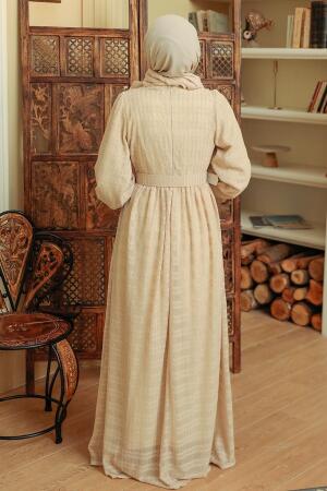 Neva Style - Robe Hijab Beige 10404BEJ - 3