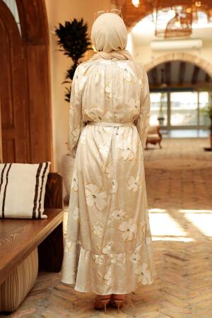 Neva Style - Robe Hijab Beige 22770BEJ - 2