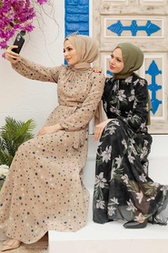 Neva Style - Robe Hijab Beige 279065BEJ - Thumbnail