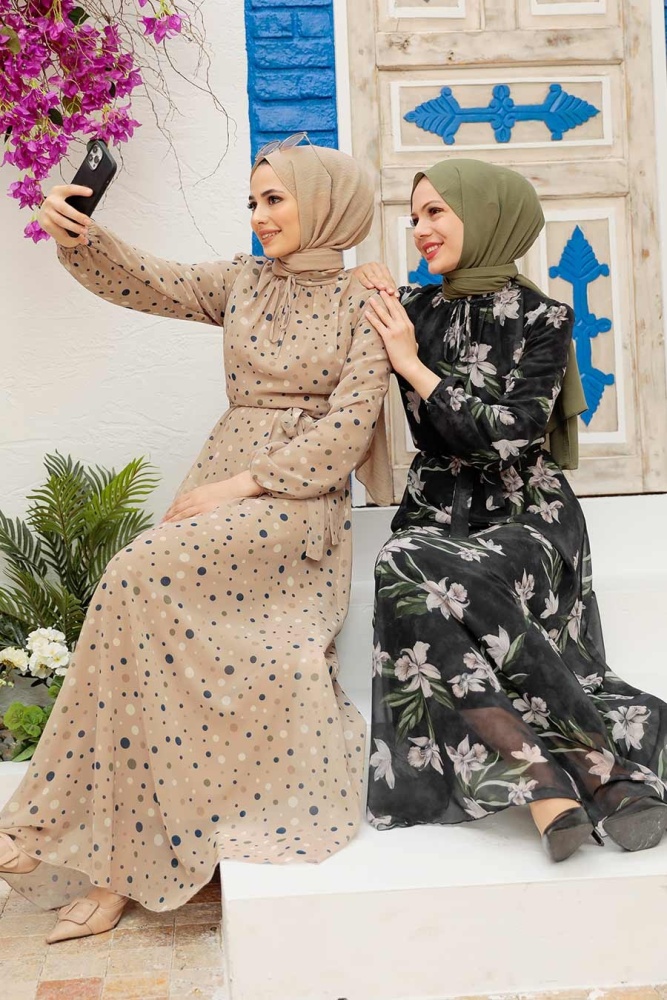 Neva Style - Robe Hijab Beige 279065BEJ - 4