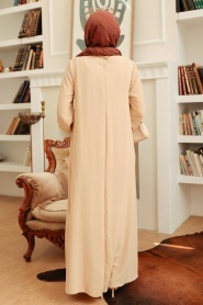 Neva Style - Robe Hijab Beige 30280BEJ - Thumbnail